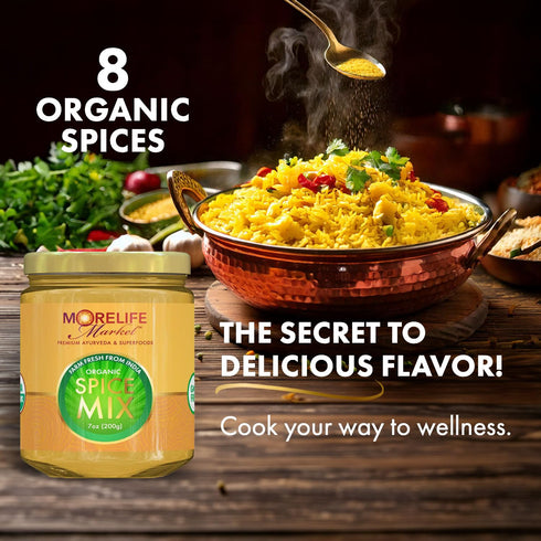 8 Immunity, 7oz MoreLife Market Premium Organic Spice Mix Superfood | Ayurvedic Kitchari Seasoning Made with Organic