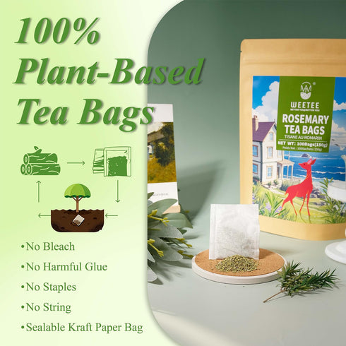 100 Count,100% WT WEETEE Rosemary Leaf Tea Bags Caffeine-Free Herbal Tea Made from Pure Rosemary Leaves, Supports
