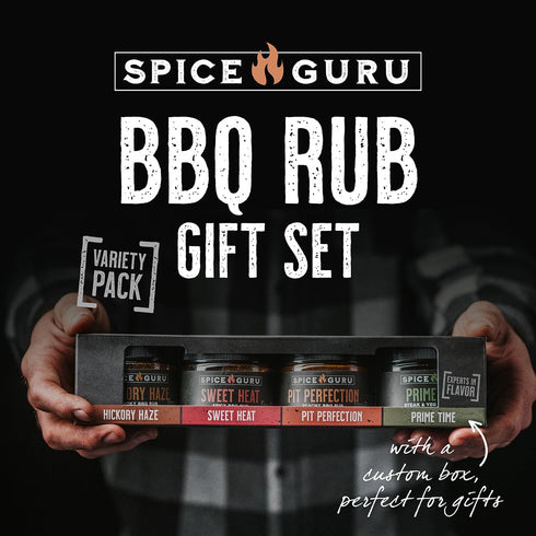 Set 4 Set Spice Guru BBQ Rub Gift Flavor Barbecue Seasoning Sampler Mens Christmas Gifts for Dad, Husband or Brother