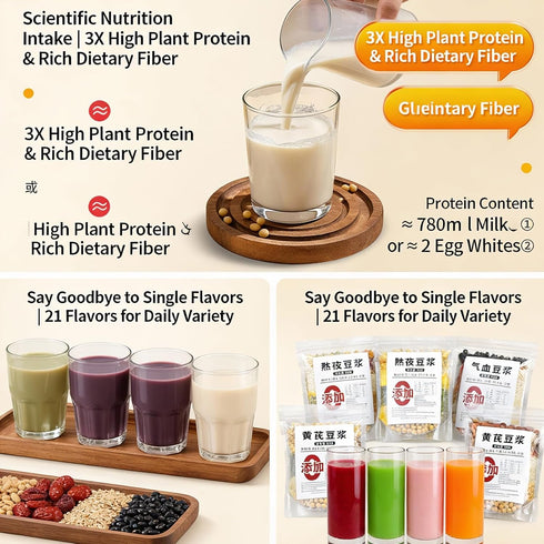 FFEEJ 80g 5 Smooth(#20) X Bags Soy Milk Mix - Pre-Measured Whole Grain Blend For Blender, Instant Non-GMO Breakfast