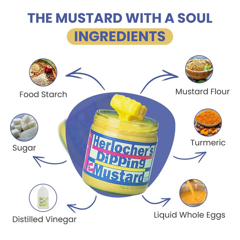 Pack 2 8 oz Herlochers Dipping Mustard of | Sweet & Tangy Mustard Dip, Jar | Gluten-Free, Salt-Free, Fat-Free | Perfect