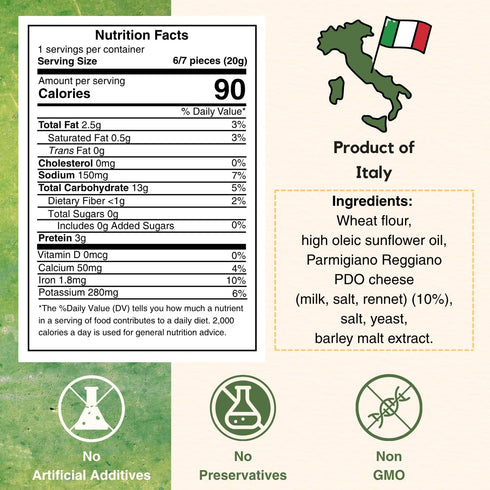 0.7 oz (Pack 3) Authentic Italian Cheese Snack Crispy Bites with Parmigiano Reggiano | I Macoritti Mini Breadsticks