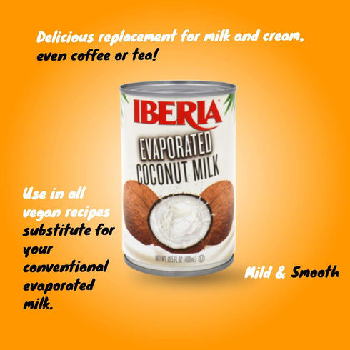13.5 Oz (Pack 12) Iberia Lactose Free Evaporated Coconut Milk, Fl