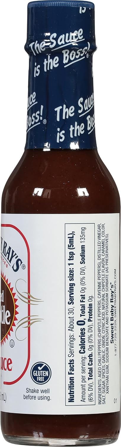 5 Oz (Pack 6) Sweet Baby Rays Smoked Chipotle Hot Sauce Fl
