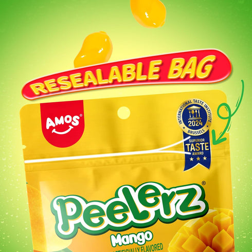 Gummy Gummy Pack 1 AMOS Peelerz Peelable Mango Candy,Soft Chewy Snack Made with Real Fruit Juice