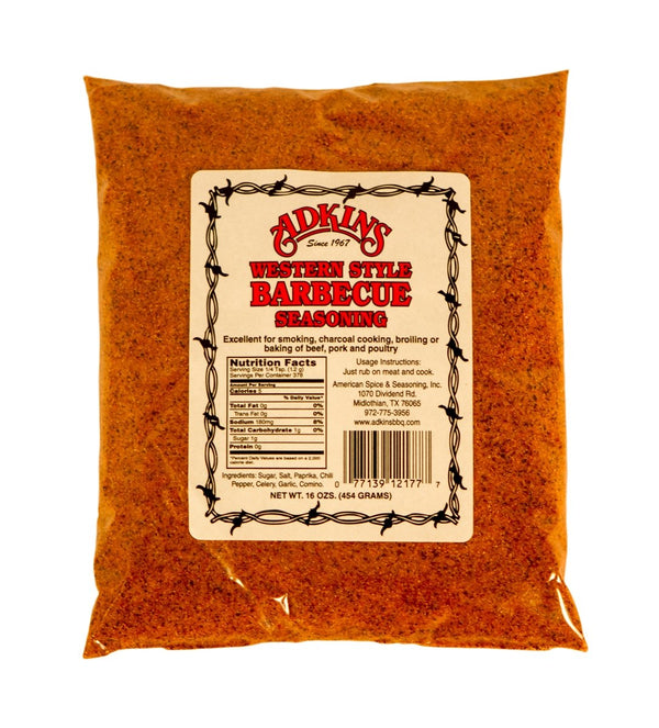 Adkins Western Style Barbecue BBQ Seasoning, 16oz All Natural