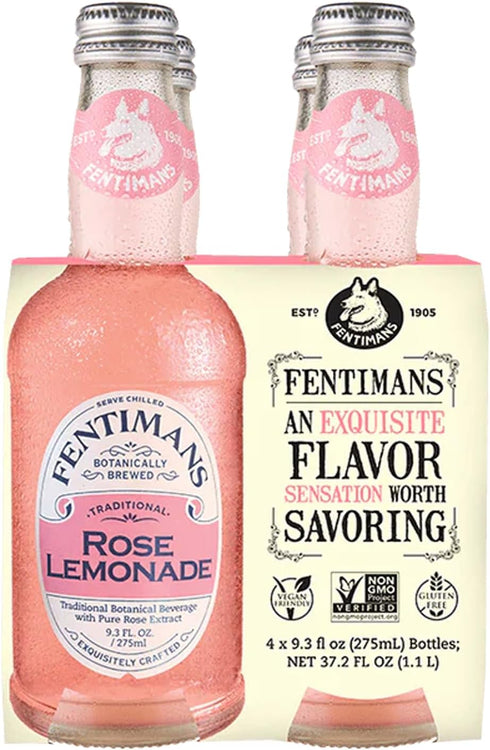 9.3 oz Fentimans Botanically Brewed Classic Rose Lemonade Sparkling Soda, fl Bottles Premium Craft Soda/Mixer