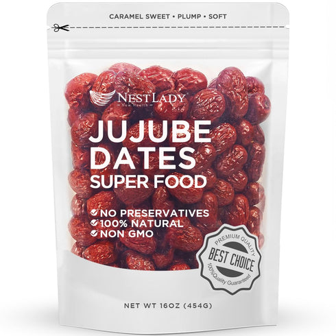 NESTLADY Premium Jujube Date, Red Date (Hong Zao), 100% Natural, Improve sleep,