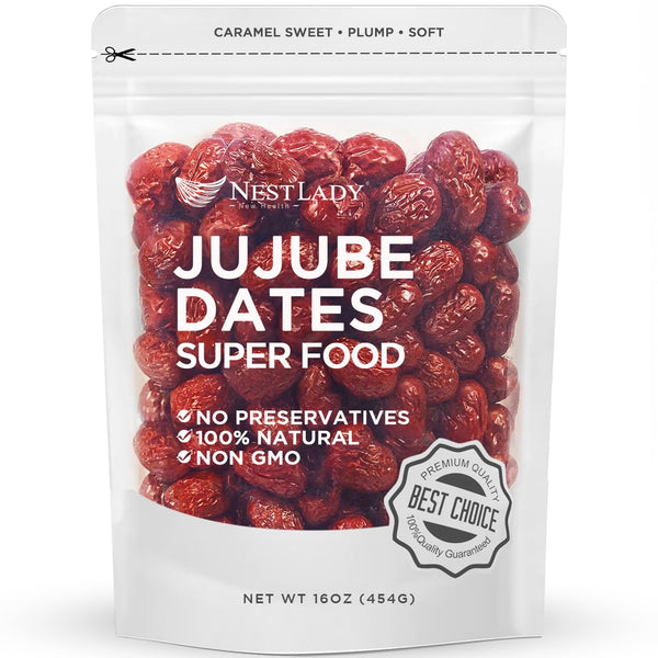 NESTLADY Premium Jujube Date, Red Date (Hong Zao), 100% Natural, Improve sleep,