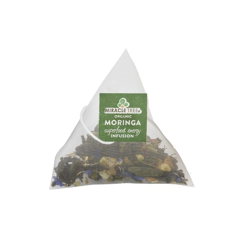 Miracle Tree's Moringa Energy Tea, Cherry Chamomile Tea, Super Caffeinated Blend, Organic Certified, 16 Pyramid Sachets