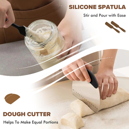 34 Oz 10 Set RYTOXILO Sourdough Starter Jar Kit, Glass Sour Dough Jars Wide Mouth for Beginners, Pcs Bread Starter