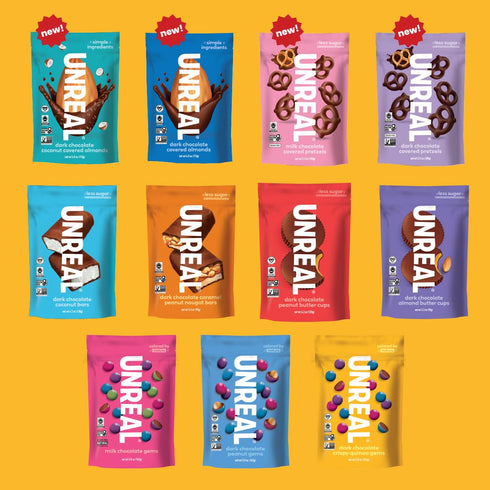 Unreal Candy Coated Chocolate Crispy Quinoa Gems, 5 Ounce Bag