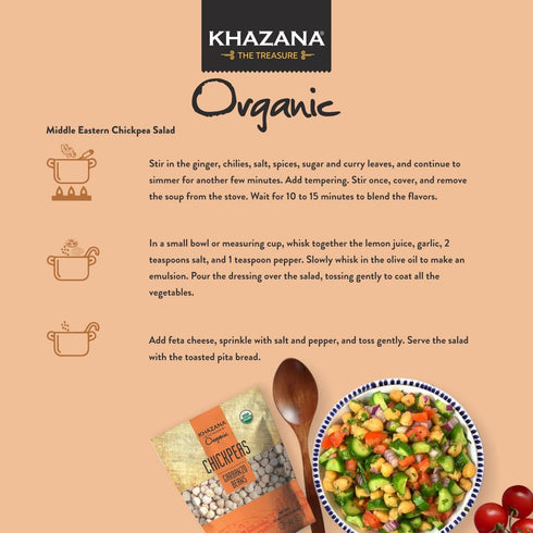 7lb Khazana Organic Chickpeas - Garbanzo Beans | Non-GMO, Gluten Free & Kosher | Authentic Lentils From India