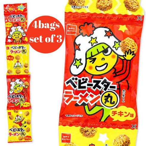 Senka 16g 4Bags Set 3 Baby Star Ramen Mini Chicken Taste Fried Noodle Ball Snack