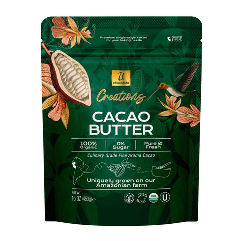 U Chocolate Organic Cacao Butter, 100% Pure Unrefined Food Grade Fresh from