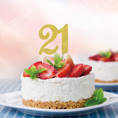 Number 21 Cake Topper - Happy 21th Birthday or Anniversary Party Decoration Supplies