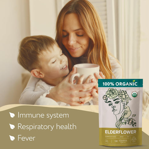 (10oz.) Elderflower Tea - Organic Dried Elderflowers - Elder Flowers Dried Herbs, Te de Sauco, Flor De Sauco Organico