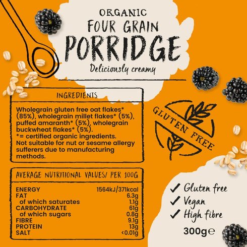 Amisa 300g (Pack 3) Organic - Gluten Free Four Grain Porridge