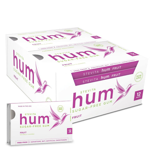 Stevita Hum, Fruit - Sugar-Free Gum - 12 Pieces, Pack of 12