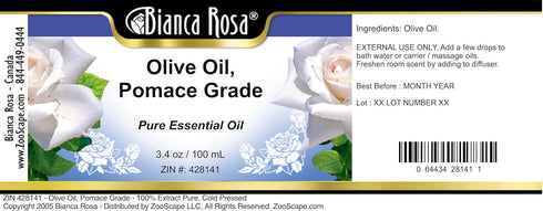 Bianca Rosa 100% (3.40 oz, 428141) 3 Pack Olive Oil, Pomace Grade - Pure, Cold Pressed fl ZIN:
