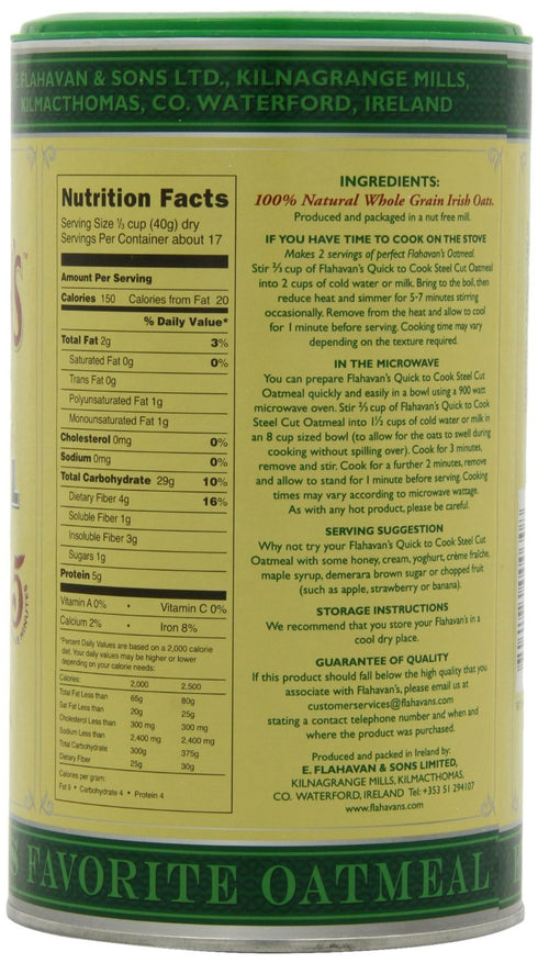 24 oz FLAHAVAN'S Quick To Cook Irish Steel Cut Oatmeal