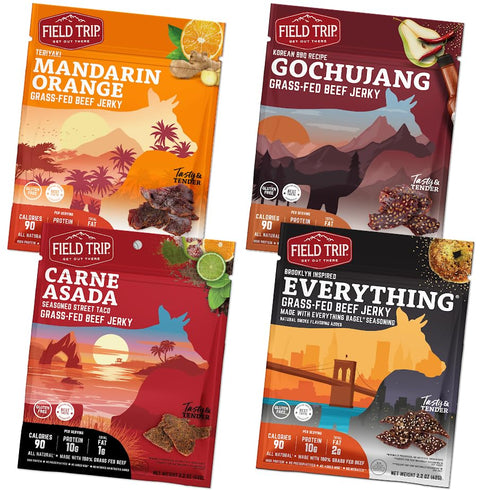 Field Trip Grass Fed Beef Jerky Variety Pack, Healthy Gluten Free Snacks,