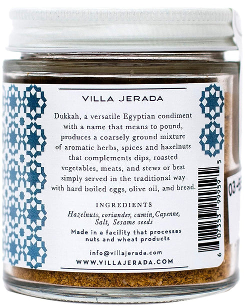 Villa Jerada Dukkah Premium Seasoning - Egyptian Complex Spice Mix of Nuts and Spices (1.76 oz, Pack of 1)
