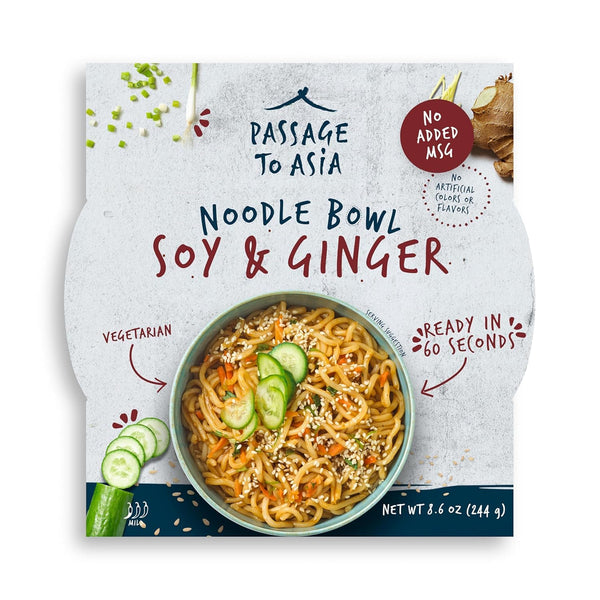 Passage to Asia Instant Noodles - Soy and Ginger Noodle Bowl - Vegetarian Hokkien Asian