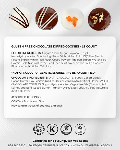 (20 Count) Gluten Free Palace Gift Box Vegan Gluten Free Mother's Day Chocolate Covered Cookies Gourmet Deluxe Cookie