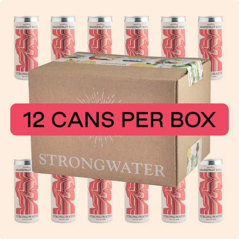 12 Pack (8.4 Oz Strongwater Sparkling Grapefruit Soda - Cans Fl Each) - Premium Craft Cocktail Mixer Made with Rocky
