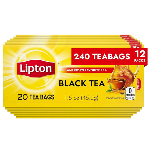 Lipton Black Tea Bags, Hot or Iced, Black tea with Caffeine, 240
