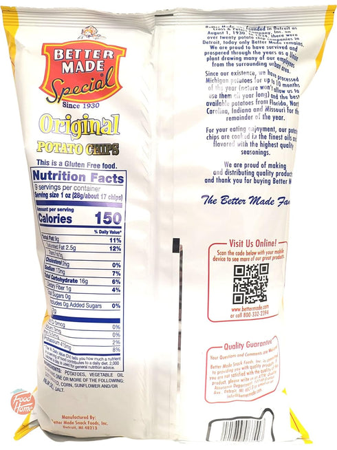 9-ounce Better Made Family size original potato chips bag