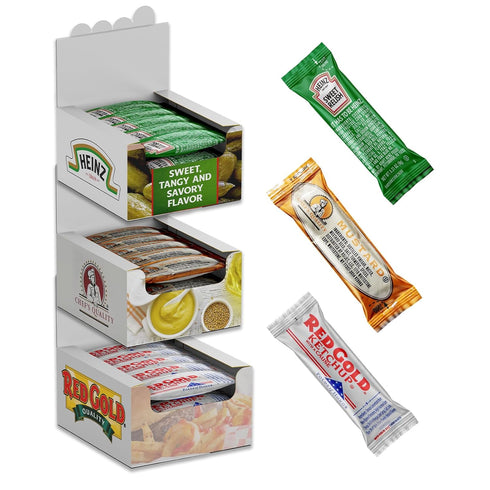 PailSail Pack (150 Pack, 150, Count) Condiment Variety - Single Serve Pouches: KETCHUP, MUSTARD, and RELISH - Perfect