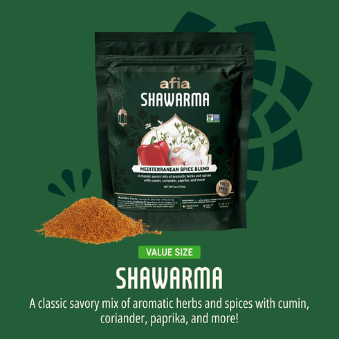 (1pk, 8oz) Afia - Shawarma Seasoning | Shawarma Spice Blend for Garlic Sauce (Toum), Lavash & Other Flatbreads, Kebab