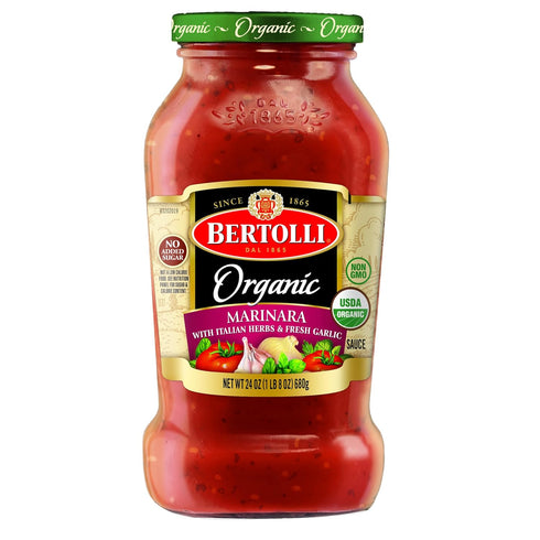 Bertolli Organic Marinara with Italian Herbs & Fresh Garlic Pasta Sauce, 24