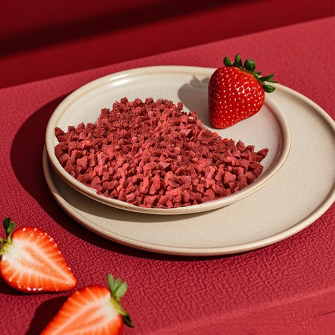 17.6 Oz/500g, 100% (17.6 oz) Premium Freeze Dried Strawberries Pieces Crispy Diced Strawberries Dried, Natural & No