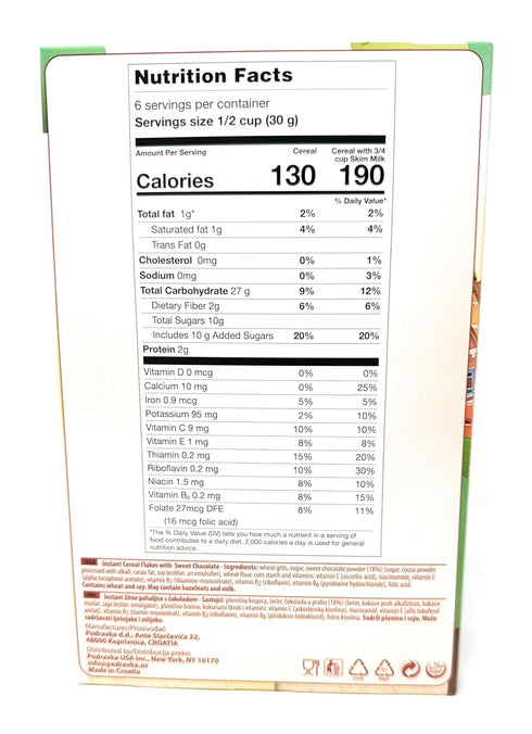 Podravka 7oz 2 Pack Lino Chocolino Instant Cereal Flakes