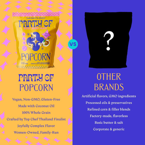 12 Pack Party of Pad Thai Popcorn Flavored Gluten-Free Snack Made from Veggie Ingredients, Individually Wrapped, Salted