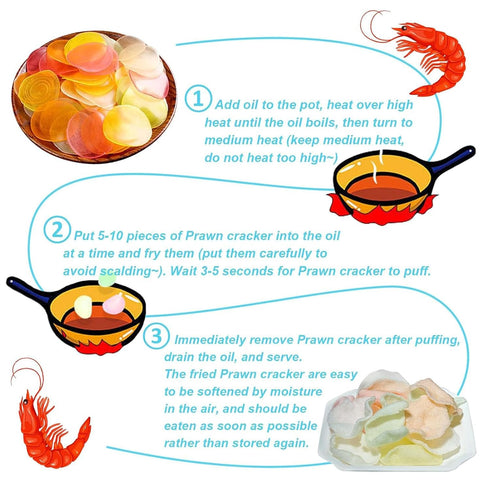 WFJYMYQ (6.35 oz 180g /Pack 3) Prawn Crackers,Uncooked Prawn Chips Colored Shrimp Chips Snack, Shrimp Crackers