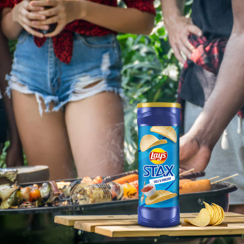 5.5 Lay's Stax Salt & Vinegar Flavored Potato Crisps Canister, Ounce