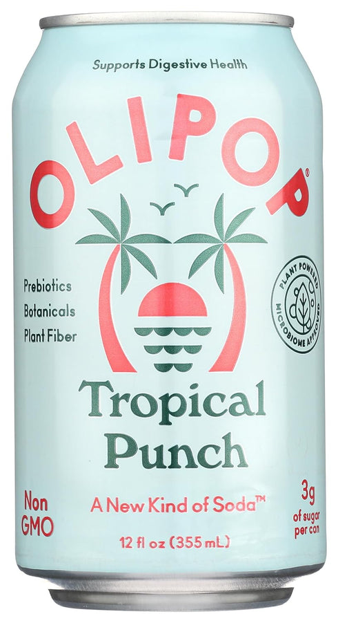 OLIPOP Prebiotic Soda Pop, Tropical Punch, A New Kind of Soda Packed