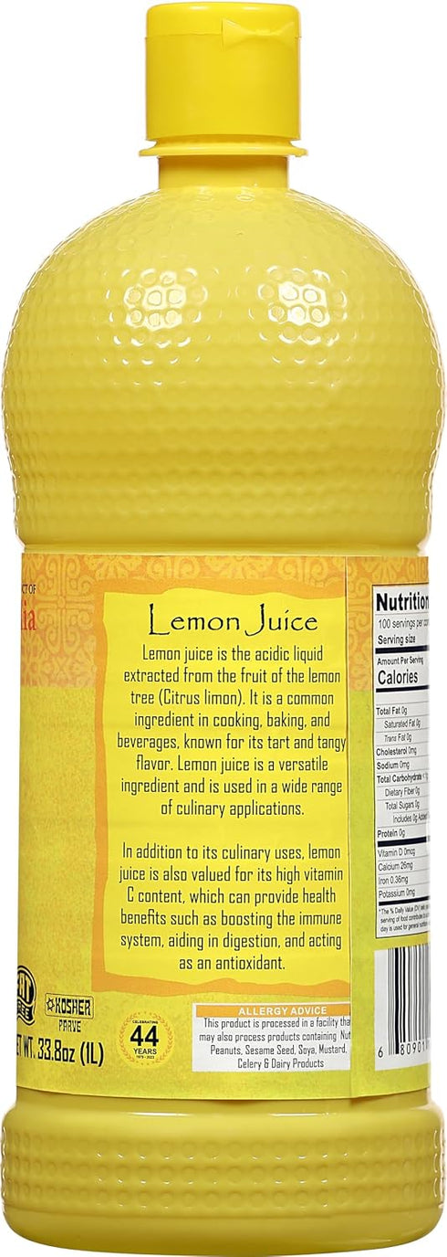 33.8oz (1Litre) Rani Lemon Juice Vegan ~ Gluten Free | NON-GMO | Kosher | No Colors | Indian Origin
