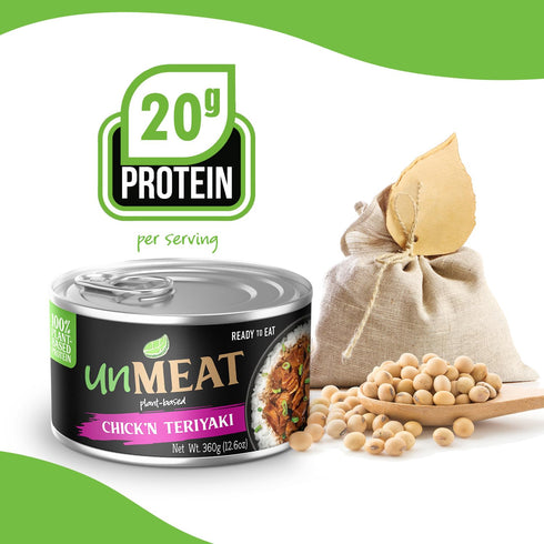 3 pack unMEAT Plant Based Meat | Easy to Prepare Plant Based Protein | Vegan Meat with Less Calories, Teriyaki Chicken