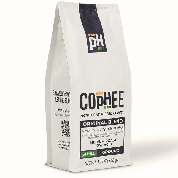 COpHEE Low Acid Coffee Medium Roast Ground Smooth 100% Arabica, Non-GMO pH Balanced