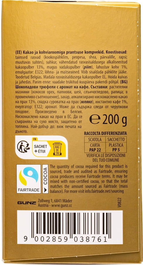 Generic 7.05oz/200g, Maitre Truffout, Coffee Flavored Fancy Cocoa Dusted Truffles, Belgian Chocolate
