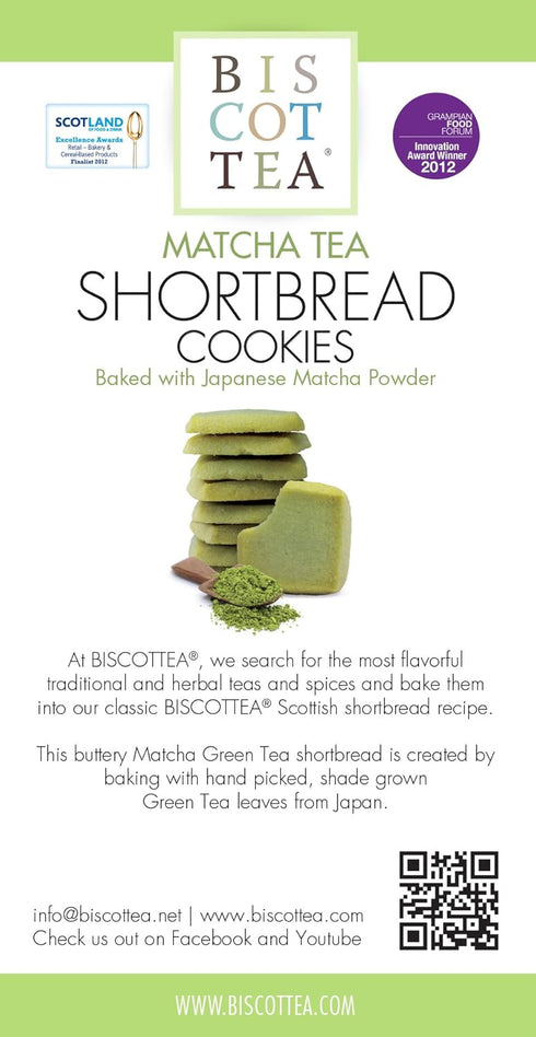 BISCOTTEA Matcha Green Tea Shortbread Cookies - 8 Cookies