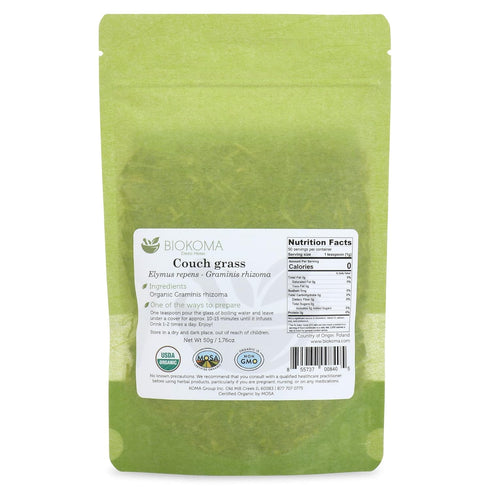 Biokoma Pure Organic Couch Grass Dried Cut Root 50g (1.76oz) - USDA Certified Organic Herbal Tea