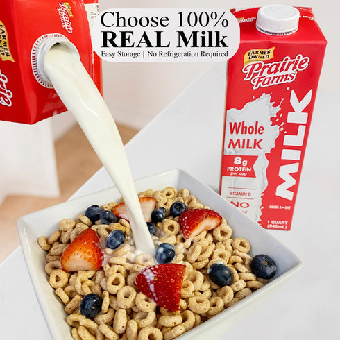 Prairie Farms Dairy 1 (1 Pack) Prairie Farms Whole Milk, Shelf Stable, Boxed & Ultra Pasteurized (UHT), Vitamin D White