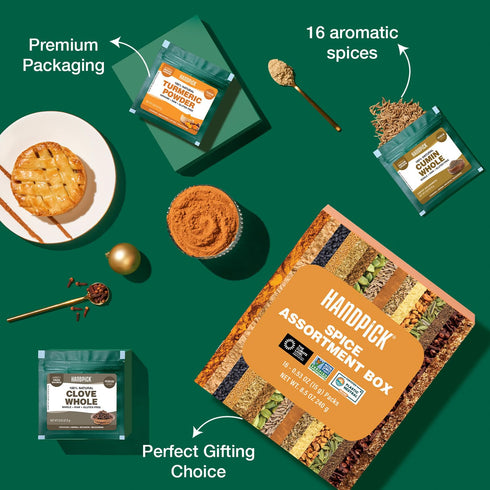 Set 16 Set HANDPICK Assorted Spice Exotic Spices | Gluten-Free, Non-GMO | Essential Cooking Gift from India