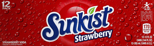 Sunkist Strawberry Soda, 12 Fl oz (Pack of 12)